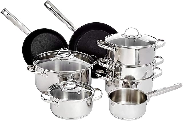Amazon Basics 11-teiliges Kochgeschirr-Set aus Edelstahl