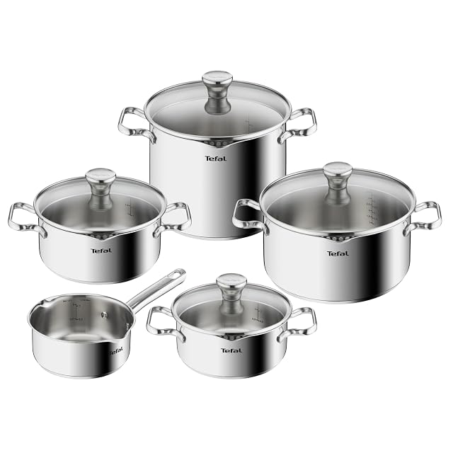 Tefal Duetto 9-teiliges Kochgeschirr-Set aus Edelstahl