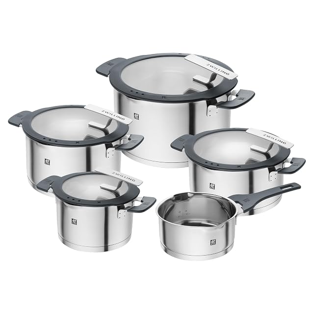ZWILLING Simplify 5-teiliges Kochgeschirr-Set mit integrierten Abgießdeckeln
