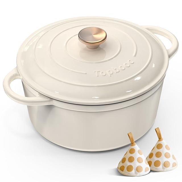 Topbooc 26 cm 5 Liter Dutch Oven aus emailliertem Gusseisen