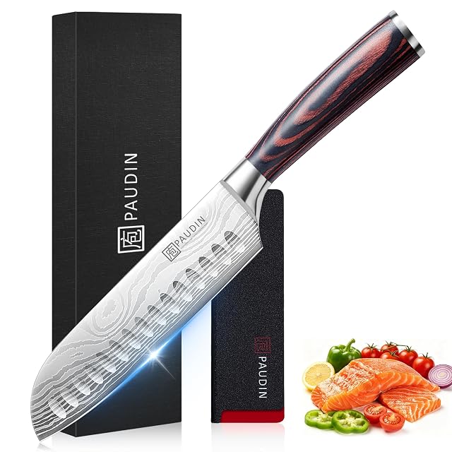 PAUDIN 17,8 cm Santokumesser mit Pakkaholzgriff