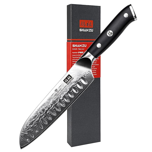SHAN ZU Damast-Santokumesser 18 cm