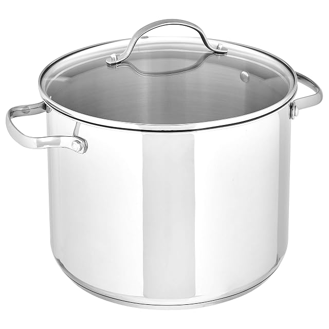 Amazon Basics 7,6-Liter-Suppentopf aus Edelstahl mit Glasdeckel