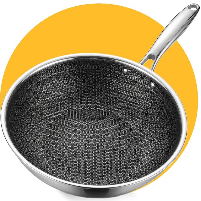 Pasper WOK-28 28 cm Edelstahlwok mit Wabenstruktur