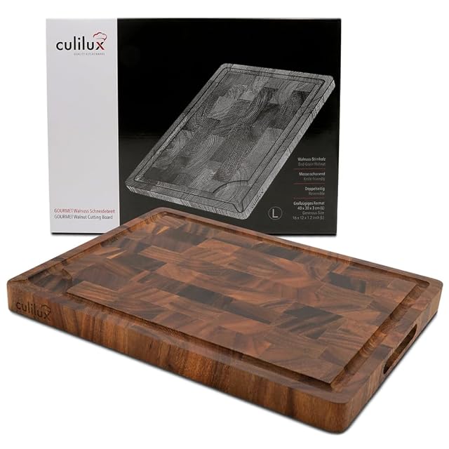 CULILUX Gourmet Schneidebrett aus Nussbaum-Stirnholz